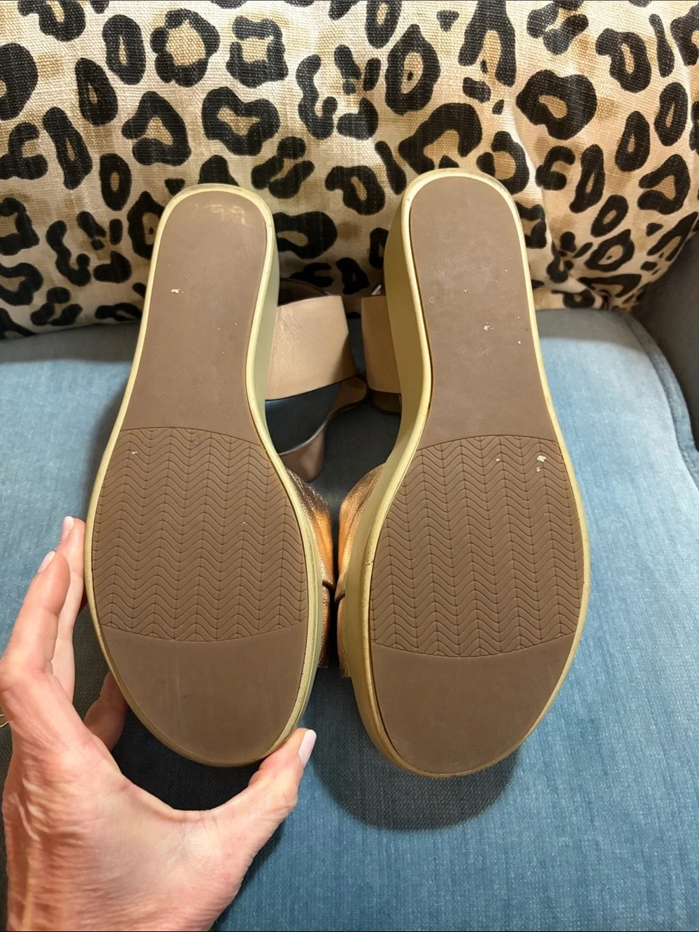 Naked Feet Metallic Rose Gold and Blush Platform Sandals